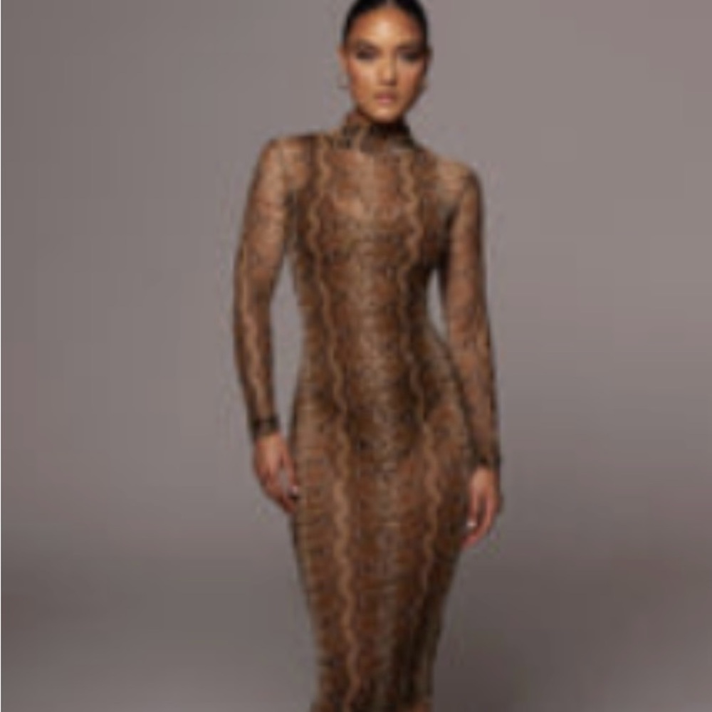 NWT JLUXLABEL Cute Sheer Snakeskin Dress Size Small